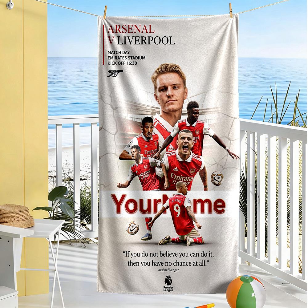 Arsenal Customized Name Beach Towel High Absorbency & Quick-Dry