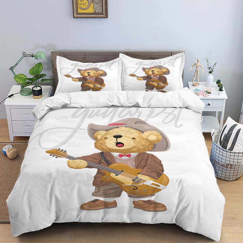 Bärenprint Digitaldruck Polyester Bettwäsche Sets Mädchen Bettbezug Jungen Bettdeckenbezug Set Für Teenager Queen Bettbezug 2 Stück Kissenbezug