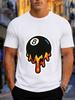 2026 New 100 Cotton Tshirt Dripping Lava Flame 8ball Billiard American Street Cartoon Print Unisex Tee Casual Short Sleeve