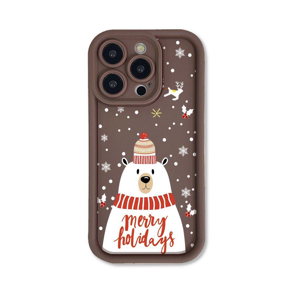 Christmas hat bear for iPhone17ProMax phone case 17 Apple 16 matte 14/15 Premium 13
