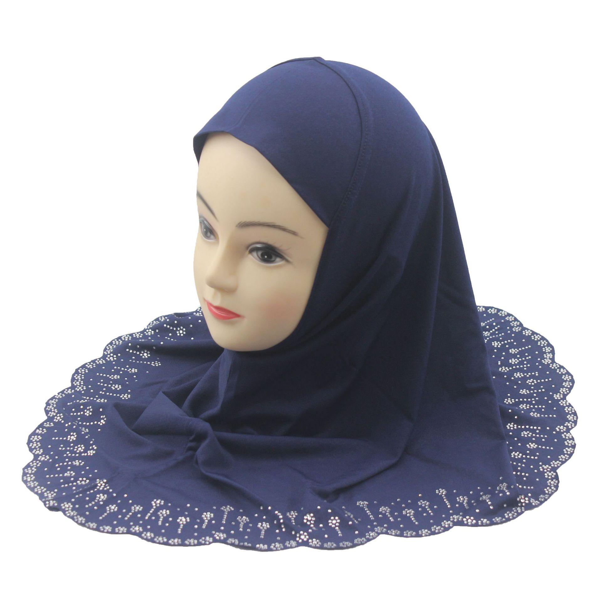 

Діаманти Хіджаб Аміра для дівчаток 7-12 років Мусульманська хустка на голову Тюрбан Цілісний Молитовні хіджаби Рамадан Ід Головний убір Хустка Натяжні хустки Темно-синій