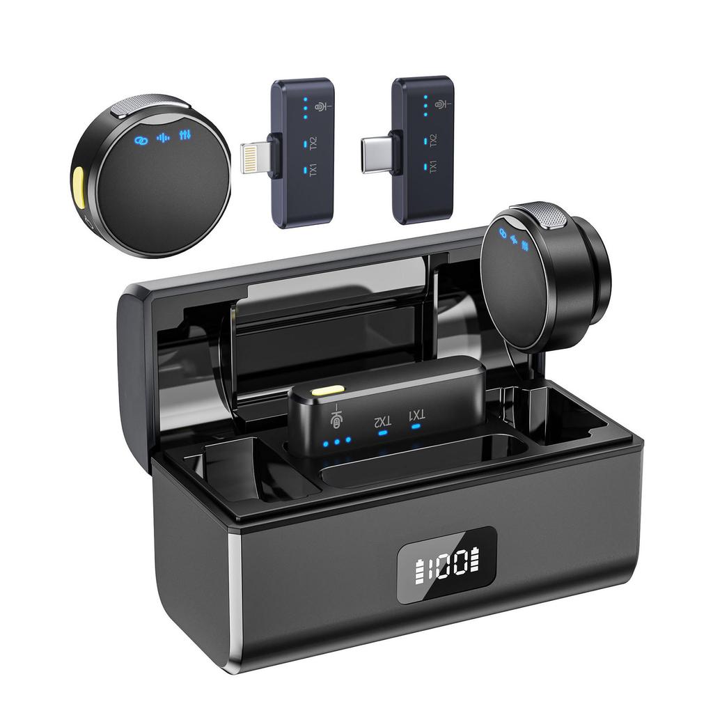 Professional Wireless Lapel Microphone with HD Noise Reduction for Live Streaming and Short Video Recording
