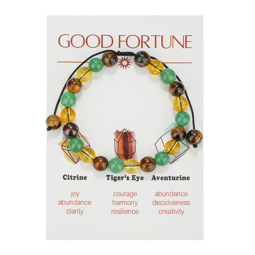 Natural Stone Woven Hand Rope Combination, Colorful Versatile Adjustable Handmade Crystal Beaded Bracelet