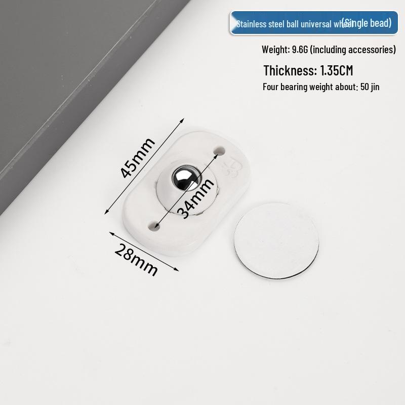 Silent Adhesive Mobile Base: Punch-Free Universal Wheel with Thickened Ball Bearing Pulley for Household Use