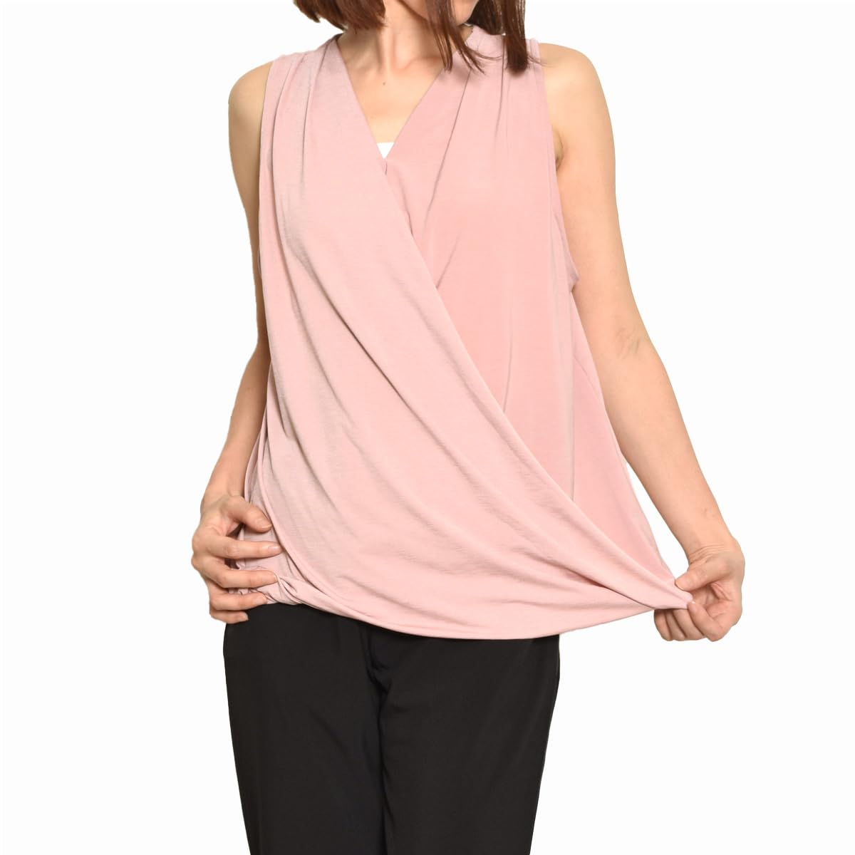 

один драпированный топ-майка серо-розового цвета в клетку(T) Женский кэш-кёр