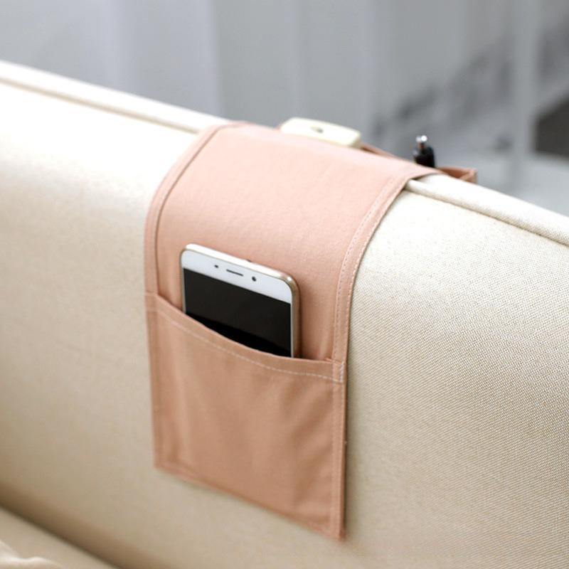 Multipurpose Cotton Linen Hanging Bedside Storage Bag Sofa TV Remote Control Desk Organizer Pockets Bed Holder Pockets