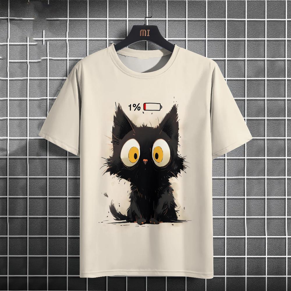 Fashion Summer Animal Cute Cat 3D Print T-Shirts Streetwear Men Casual Oversized O-Neck Short Sleeved T Shirt Tops Clothing