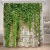 Green Ivy And Old Stone Of Wall Shower Curtain Nature Bathroom Extra Long Waterproof Washable Polyester Fabric For Bathtub Decor
