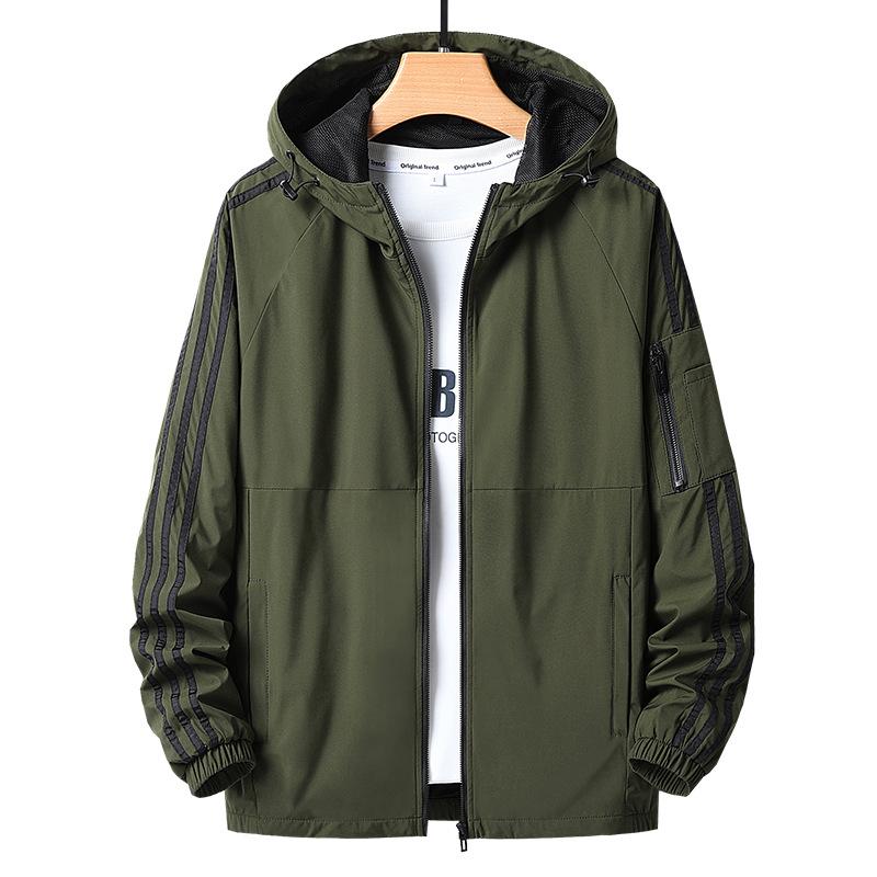 Spring and Autumn Jacket Men's Youth Sports Top Hooded Cardigan Jacket Men's Versatile Breathable Casual Versatile