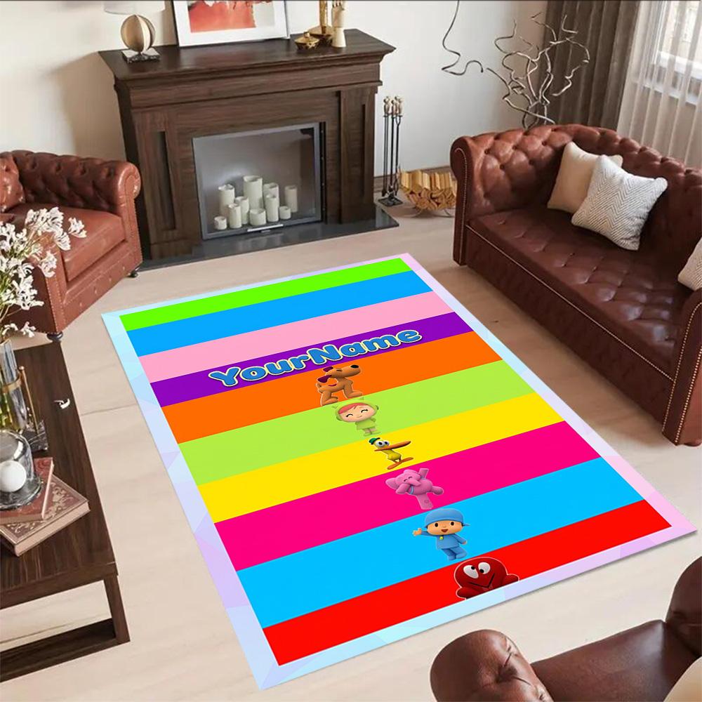 Pocoyo Customized Name Floor Rug Office Rug Perfect for Dining Room Study Room Living Rooms Bedrooms Antislip Carpet Anime Office Decor