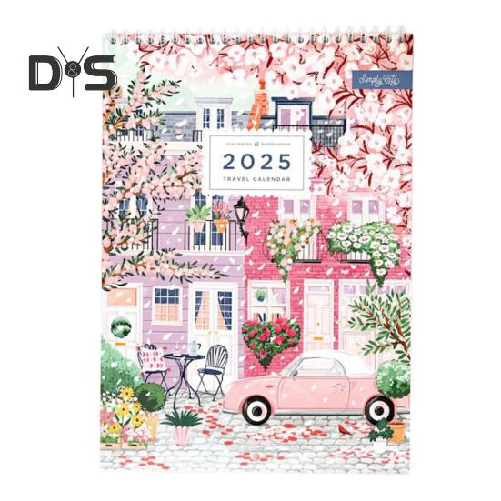 

1/2 шт. настенный календарь 2025 года на 12 месяцев, календарь путешествий, настенный ежемесячный планировщик для домашнего офиса, организация расписания 1pc