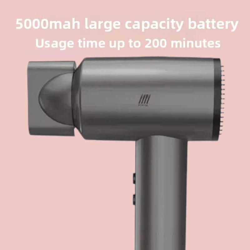 Euleshi Lithium Rechargeable Wireless Hair Dryer Negative Ion Constant Temperature 6 Wind Speed Levels-Portable for Home Student