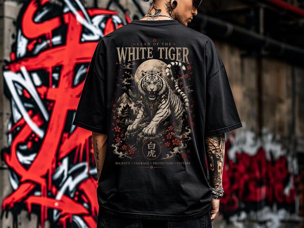 White Tiger Shirt, Animal Kingdom Shirt, Predator Shirt, Organic Cotton Shirt, Boxy T-Shirt