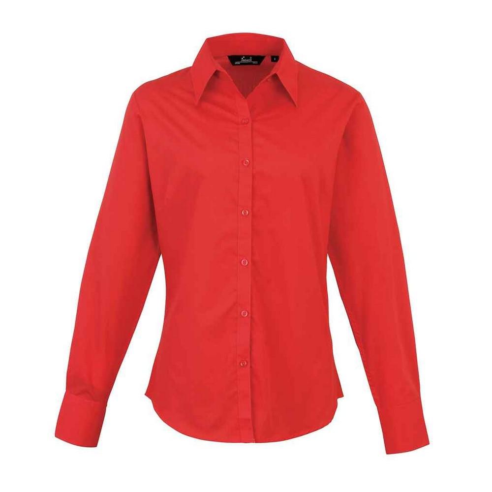 Premier Womens/Ladies Poplin Long-Sleeved Blouse