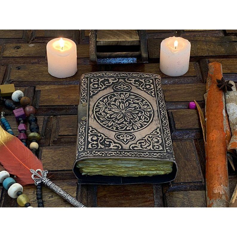 Triple Moon Goddess Vintage leather Journal blank spell Book of shadows Grimoire journal witchcraft supplies Wiccan journal