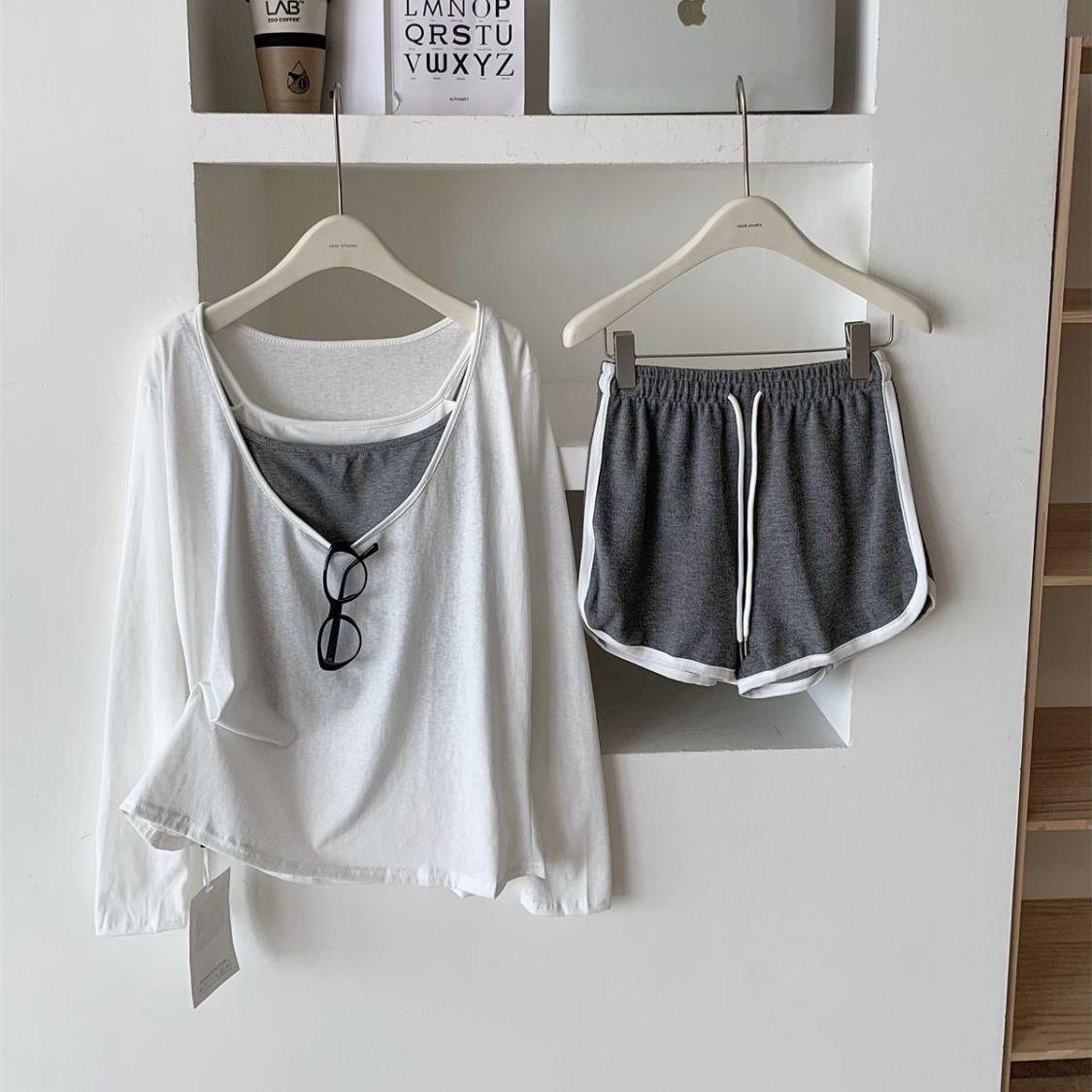 

Plus Size Sun Protection Three-Piece Camisole Shorts Set - Trendy Casual Sportswear for 2-300 Jin 4XL (suggested for 240-300 jin)