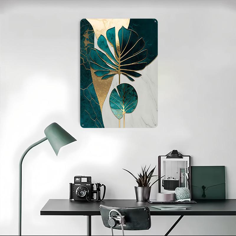 Abstract Tropical Leaf Art Metal Poster Customized Wall Art Retro Vintage Tinplate Signs for Man Cave Living Room Decoration