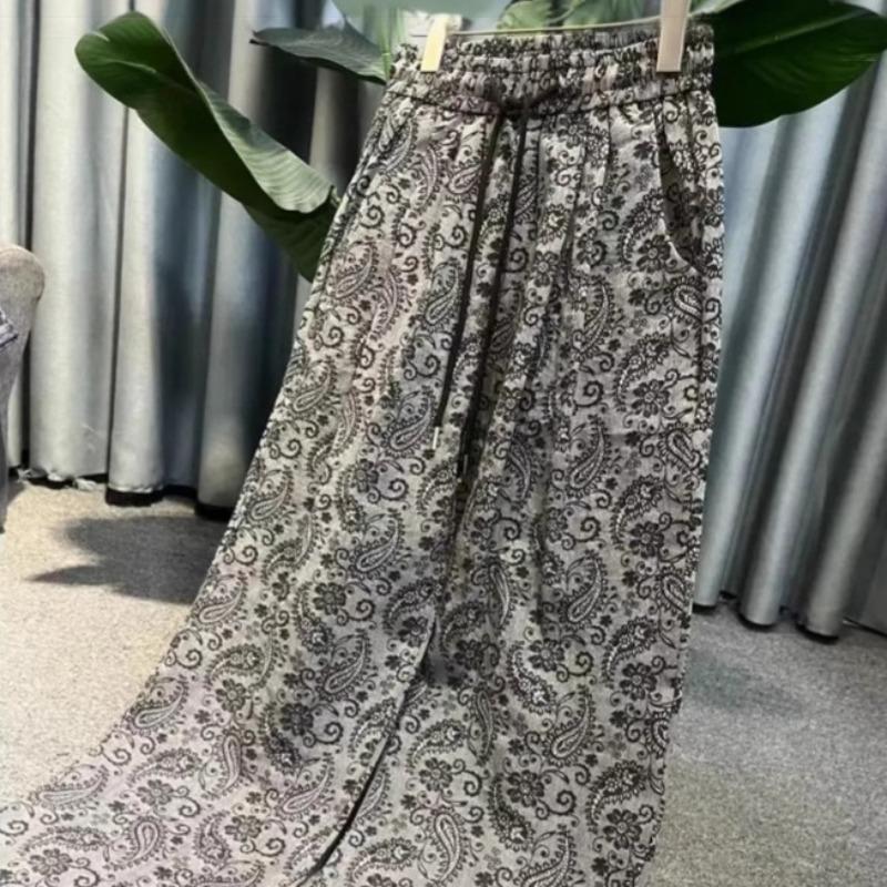 Printed wide-leg pants children's spring and summer thin loose and thin drape large size small casual straight sweatpants