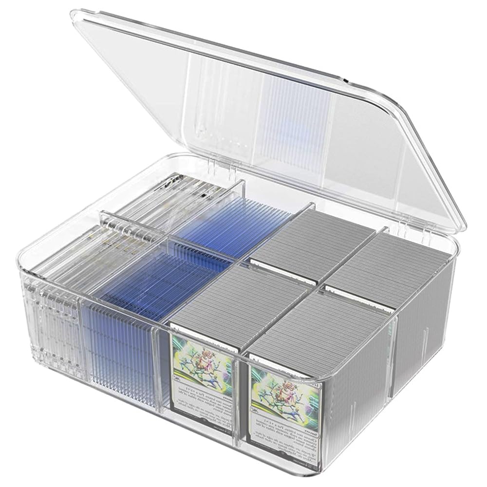 VivTools Clear Case for Trading Cards, Large Capacity, Dividers, and Lid for Organized Storage, Loss Prevention, and Stain Prevention