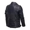 PYJTRL Men's 3D Three-dimensional Multi-pocket Retro Suit Collar PU Leather Jacket Coat