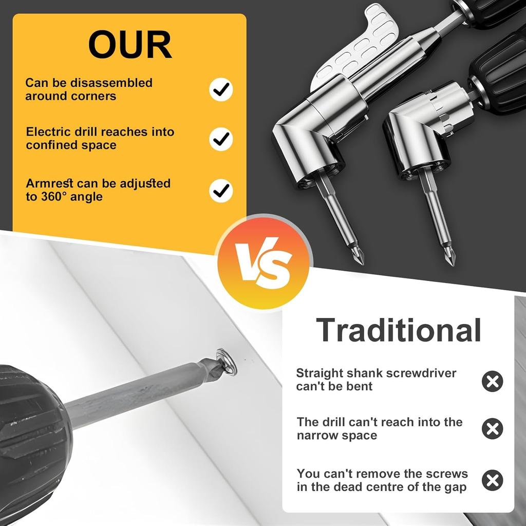 105 Degree Right Angle Drill Adapter Extension Bit Power Screwdriver Socket Adapter, Corner Tool Screw Hub with Multi-function Bend Screwdriver Bit