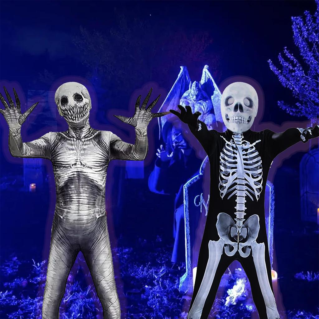 [IPENNYE] Grim Reaper Cosplay Costume for Kids, Halloween Costume, Scary, Ghost, Zombie, Skull, Grim Reaper Costume, Skeleton, Skull, Full Body