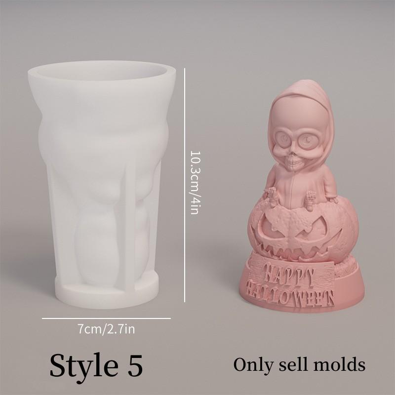 3D Cartoon Funny Ghost Silicone Candle Mold,Halloween Ghost Pumpkin Decor Making Mold,Diy Epoxy Resin Plaster Craft Casting Mold