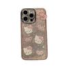 Luxury High-End Wind Fine Hole Anti-Drop 17 Mobile Phone Case Is Suitable For Apple 16Pro Cartoon Kt Cat Pink Epoxy