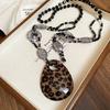 Plastic Glass Leopard Print Round Pendant Necklace Niche Ethnic Style Temperament Collarbone Chain Fashion Personality Versatile Jewelry