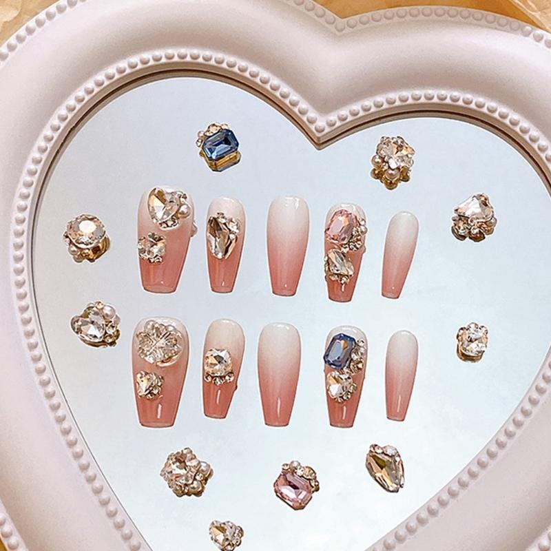 10Pack Rhinestones 3D Nail Art Crystal Rhinestones Nail Tips Decorations Crystal 3D Nails Charm Manicure for Women