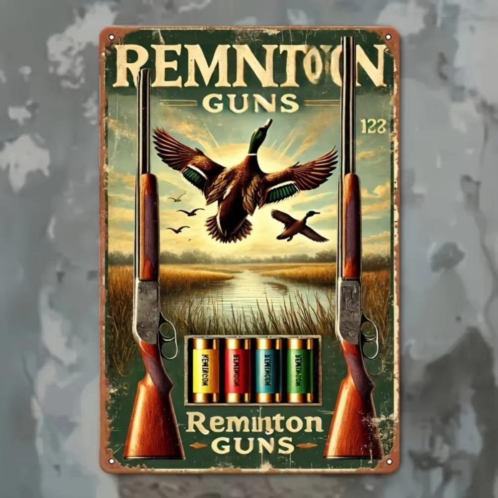 1pc 2D Retro Remington Duck Hunting Ad Wall Art – Vintage Sign for Door    Room Decor