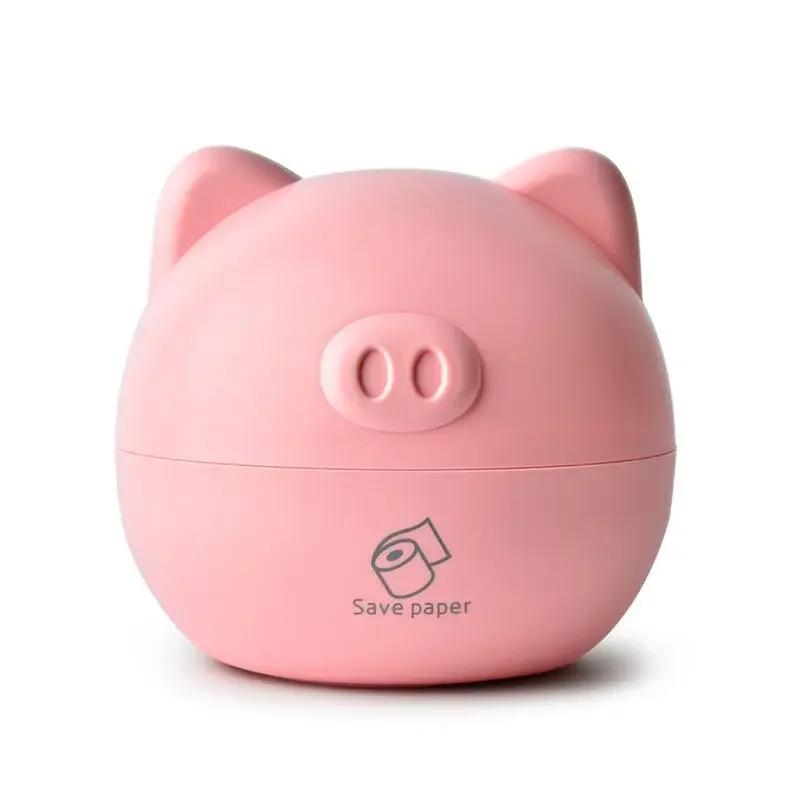 PP Cute Pig Tissue Box Nordic Style Roll Paper Round Container Napkin Holder Household Storage