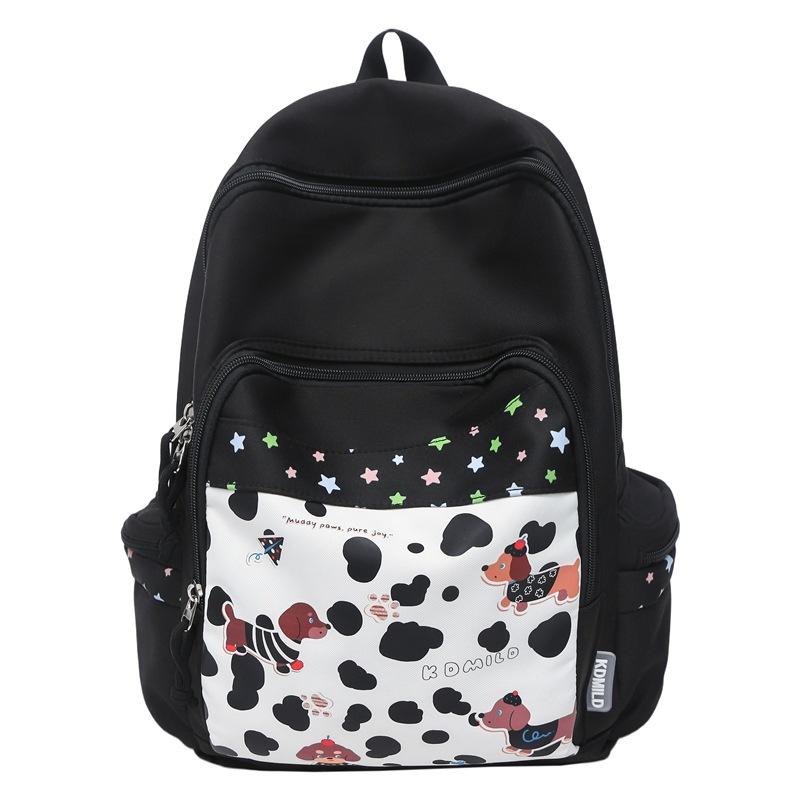 Cartoon Color Contrast Student Schoolbag Women s Lightweight Backpack Small чёрный