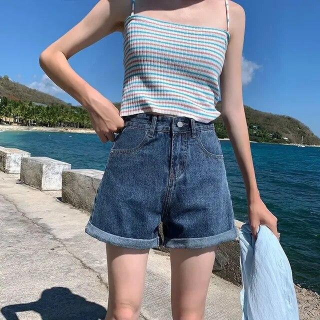 

Летние тонкие повседневные однотонные джинсовые шорты