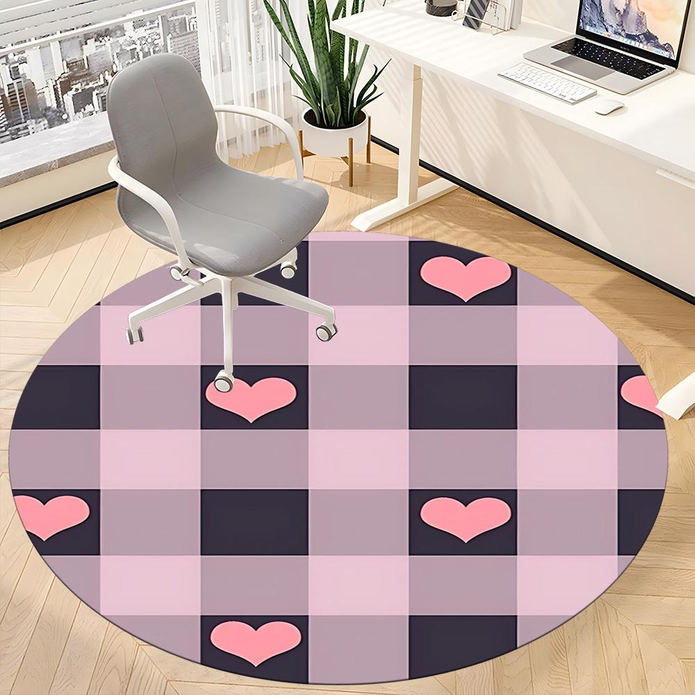 1pc Heart Checkered Pattern Chair Carpet for Office Non Slip, Machine Washable Rug for Office, Room Holiday Decor for Christmas, Birthday Polyester