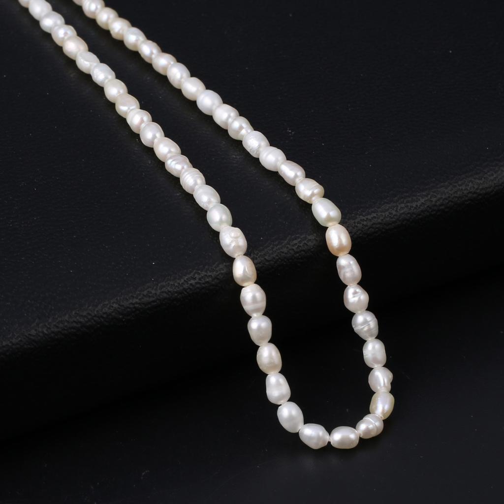 1String, White Natural Freshwater Pearls, Handmade Rice Pearl Beads, 3-3.5 Mm, for DIY Necklace Accessories, Jewelry Making, Women Gift, 36 Cm
