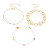 Minimalist European & American Pearl Flower Chunky Cuban Chain Bracelet Set for Women - Summer Hand Accessories