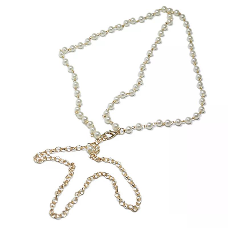 Women Imitation Pearl Belt Alloy Chain White Pearl Waist Chain Fashion Clothing Accessories Elegant Dress Decor Vintage