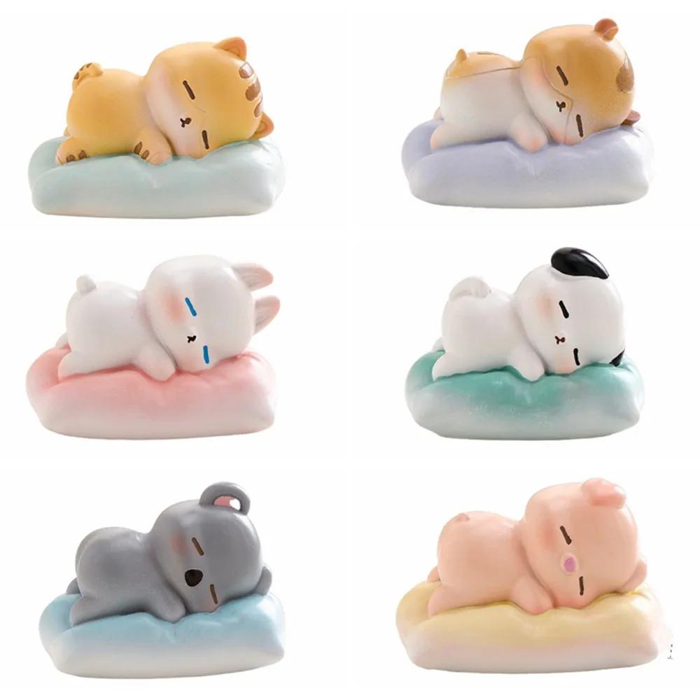 Car Decoration Creative Cartoon Sleeping Animal Figurine Cute Resin Crafts Miniature Figurine Ornament Unique Animal Doll