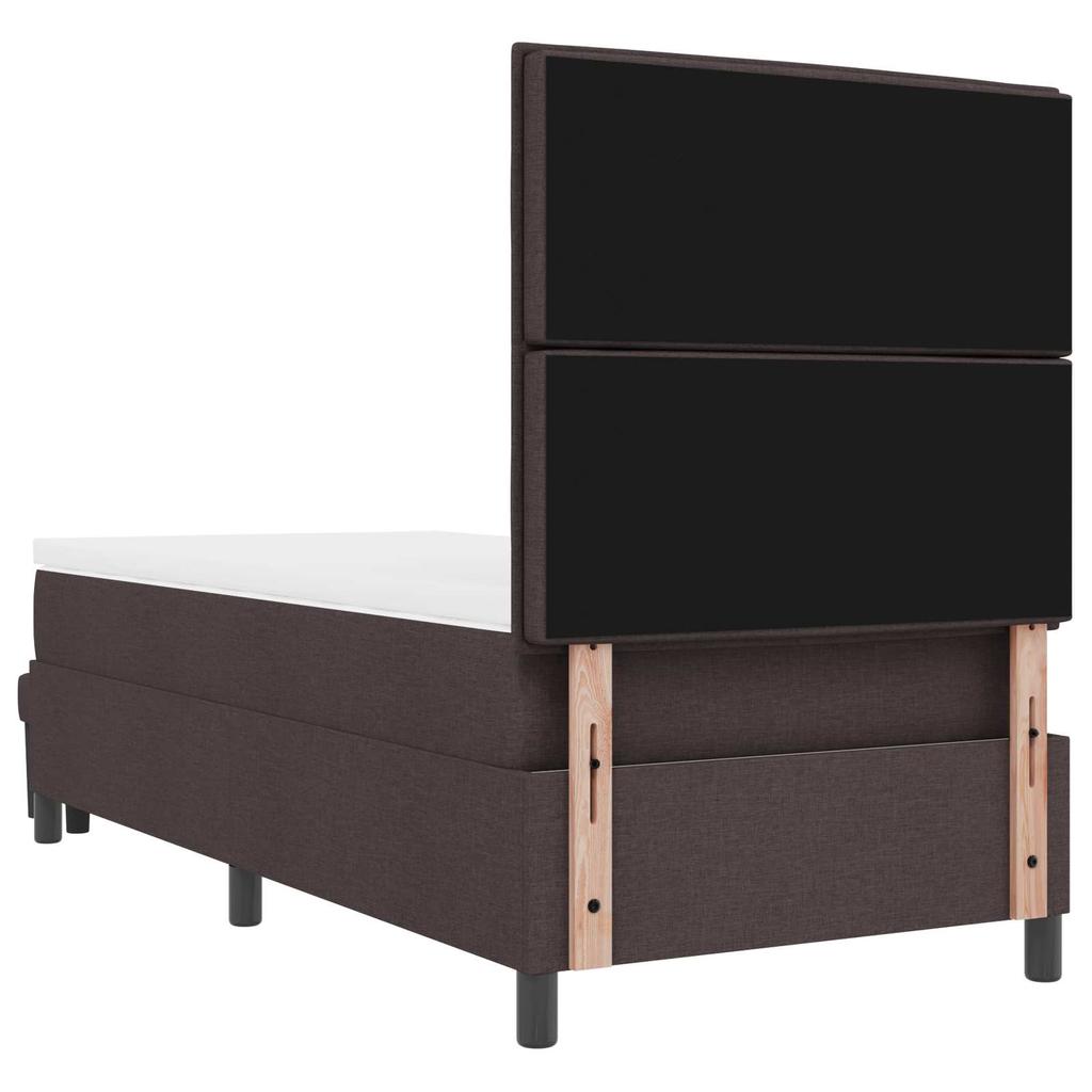 Boxspring Bed with Headboard Dark Brown 90 x 190 cm Fabric