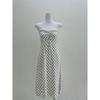 2025 Summer New French Style Princess Style Lazy Black and White Polka Dot Hollow Strapless Dress Linen and Cotton Long Dress