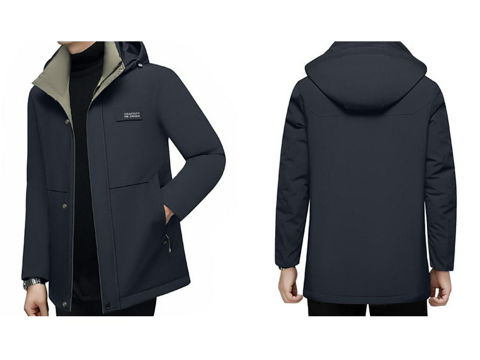 Trendy Men's Winter Hooded Cotton Jacket - Fashionable Business Casual Style, Plus Velvet Warmth for Middle-Aged Dads (2025)