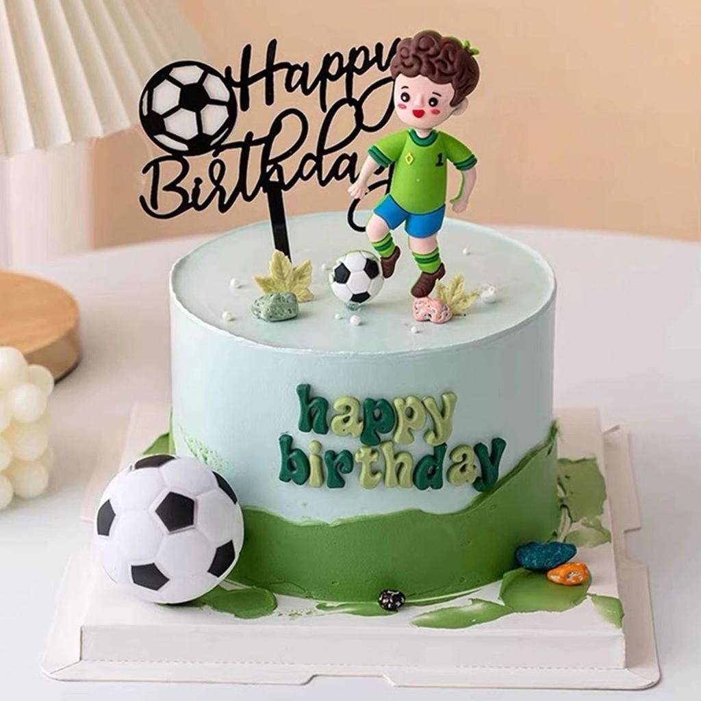 Soccer Ball Goal Player Figurine Cake Toppers Football Cake Decoration For Men Boy Birthday Party Sport Soccer Theme supplies