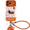 Orange Dachshund Embroidered Protective Case with Lanyard for iPhone 17 Pro Max