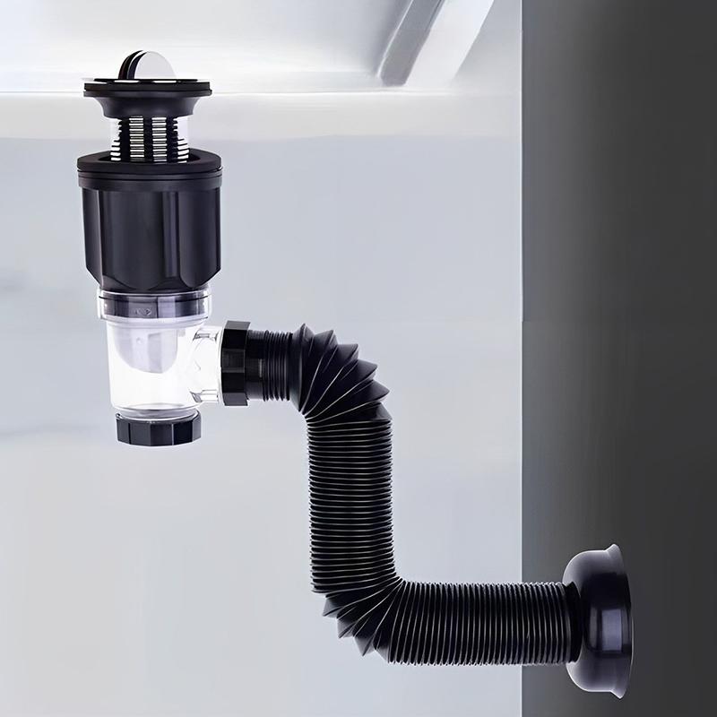 Flip Top Anti-Odor Drain Pipe Set Kitchen Sink Drain Retractable Deodorizing Filter Flexible Downspout Bathroom Anti Clogging