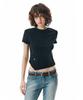 Sekeonmonollogeu W. Oblique Slim Fit Short Sleeve T-Shirt [Black]_Sewts005Black