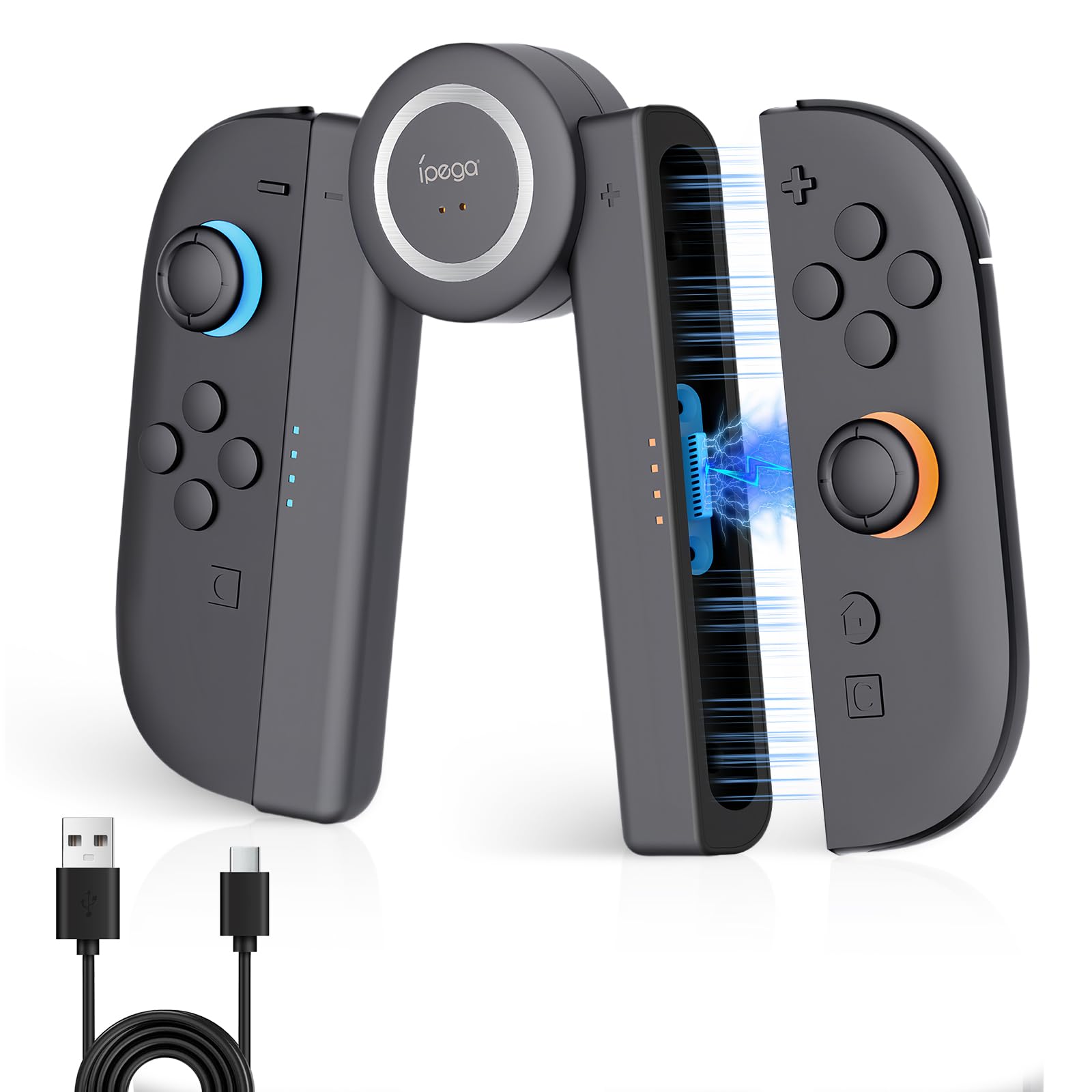 

Зарядная рукоятка для Switch 2 2 для 2 Зарядная рукоятка для Switch 2 Быстрая Включает LED Игра во время Ультра легко крепить Joy-Con [Новинка 2025] Joy-Con чёрный