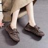 Flat Shoes Small Leather Shoes Women's 2026 New Retro Lace-up Big Head Casual Low-top Shoes Leather Deep-mouth Pumps Women