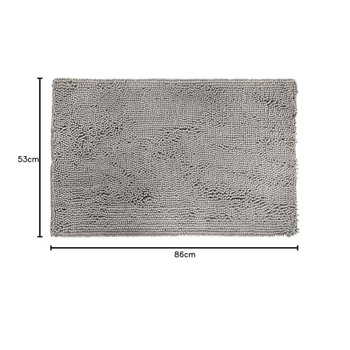Basic Microfiber Non-Slip Bath Mat, Platinum, 53.3 X 86.3 Cm