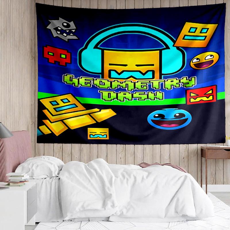 1PC Geometry Dash: Dance To The Beat Tapestry, Unique Design Tapestry, Suitable for Bedroom,Livingroom, Playroom,Heartwarming Holiday Gifts